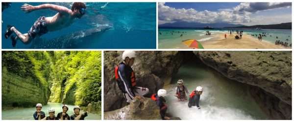 Whale Shark Watching + Sumilon Island Sandbar + Canyoneering Adventure Day Tour pick-up and drop off Mactan